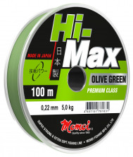 Леска Hi-Max Olive Green, 100м, оливковая (удочка, спиннинг, мягкий тип)